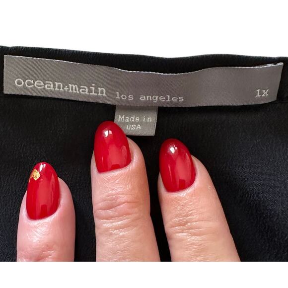 Ocean + Main - Navy and Teal Boatneck Silk Caftan - 1X - Picture 13 of 16